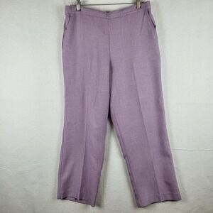 Alfred Dunner Women's Lavender Pants Size 12 Elastic Waist Polyester Casual